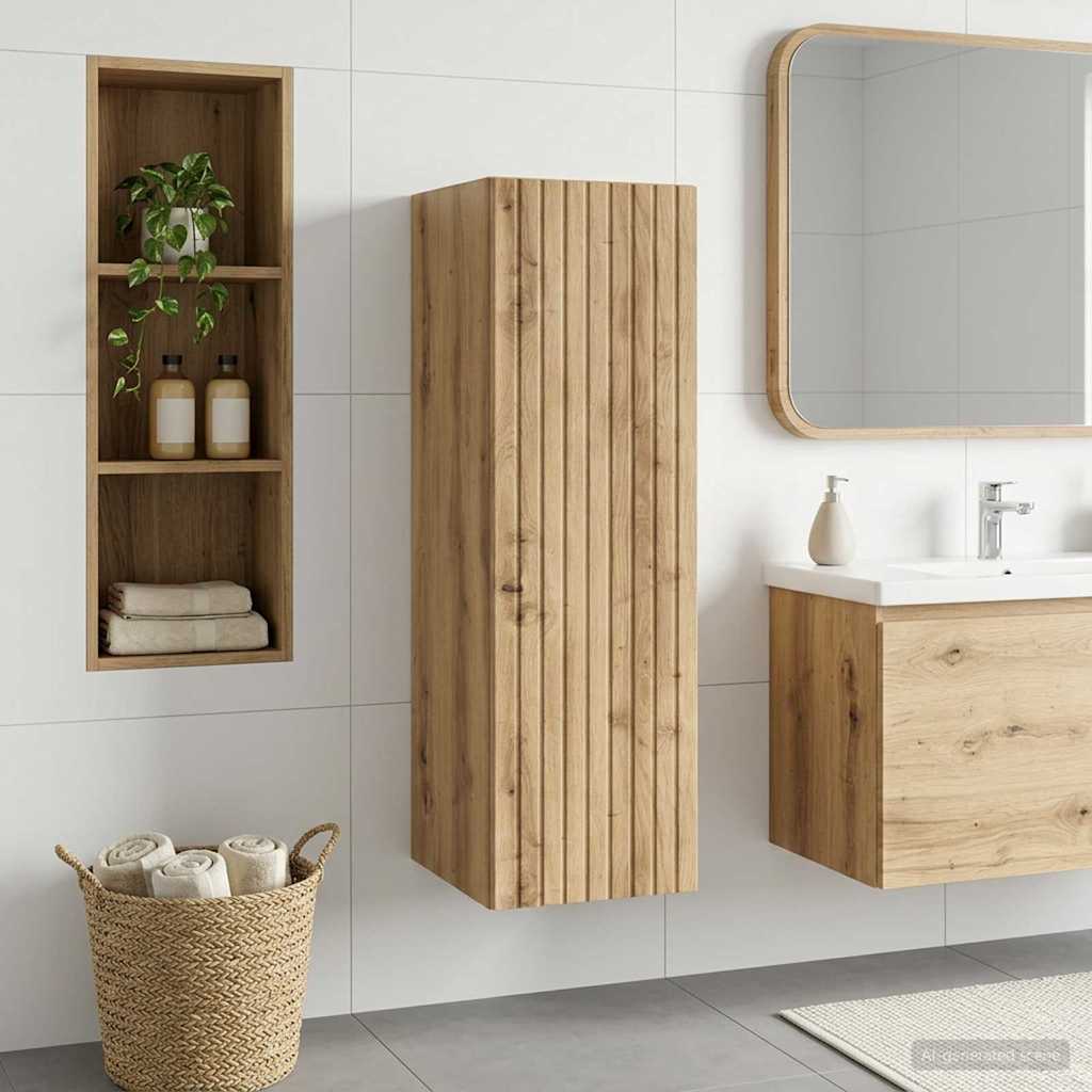 Wand Gemonteerde Badkamerkast Artisanaal eiken