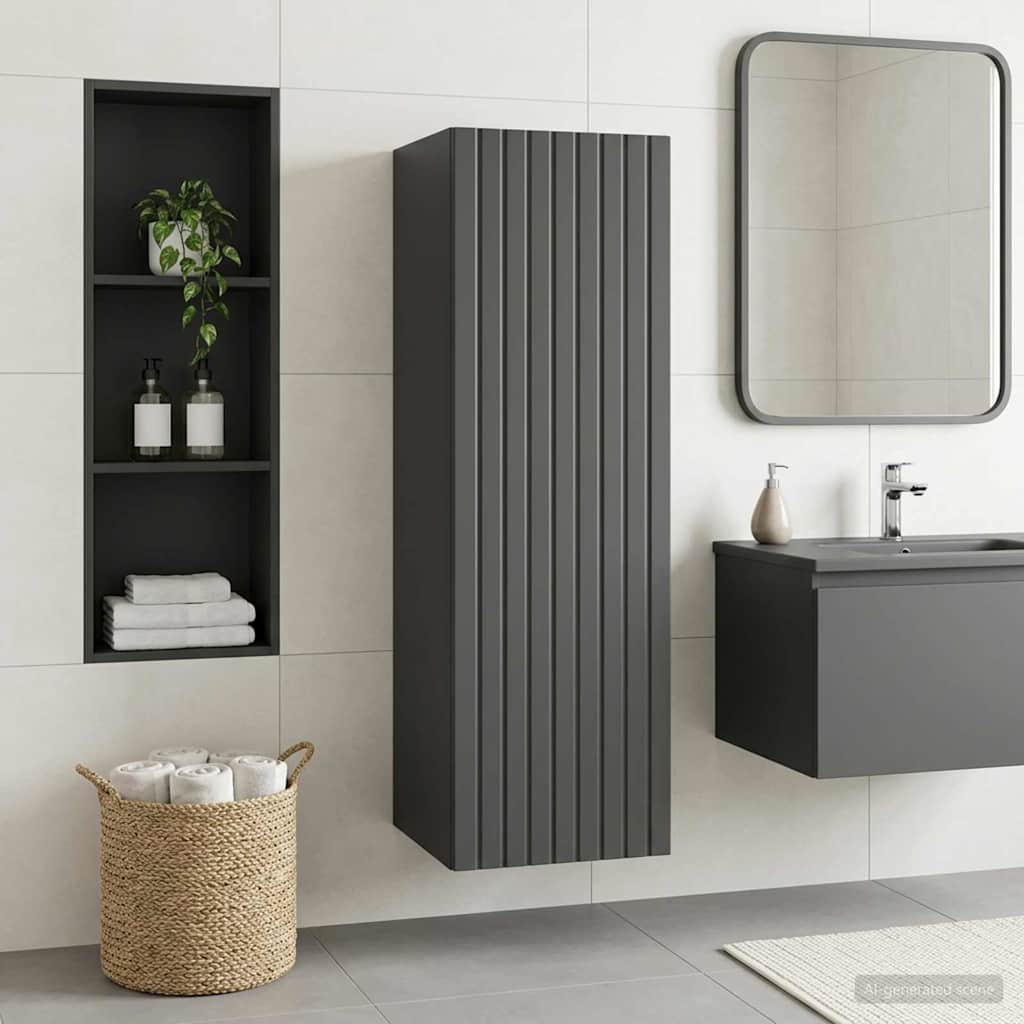 Wand Gemonteerde Badkamerkast Zwart 33 x 34,5 x 60 cm