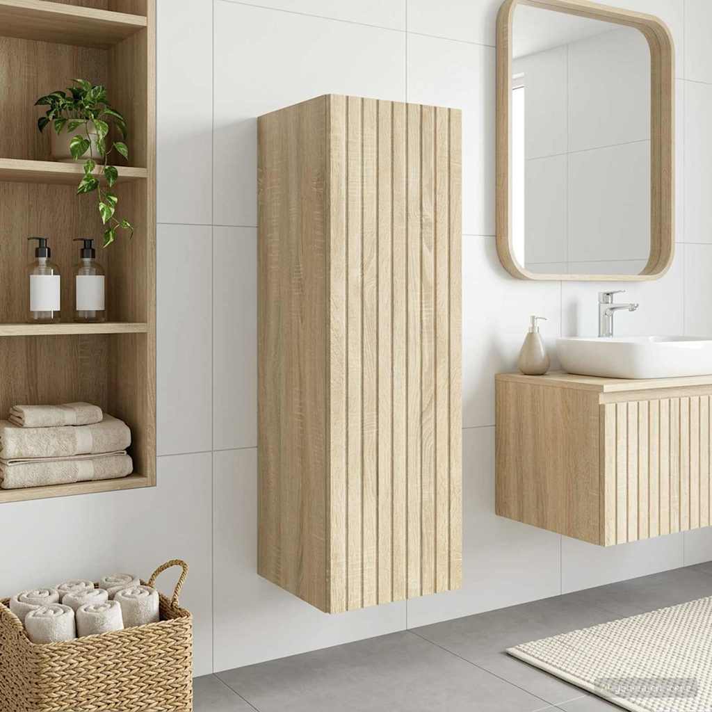 Wand Gemonteerde Badkamerkast Sonoma Eiken 33 x 34,5 x 60 cm
