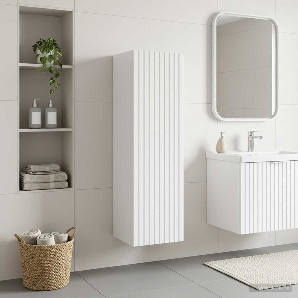 Wand Gemonteerde Badkamerkast Hoogglans Wit 33 x 34,5 x 60 cm