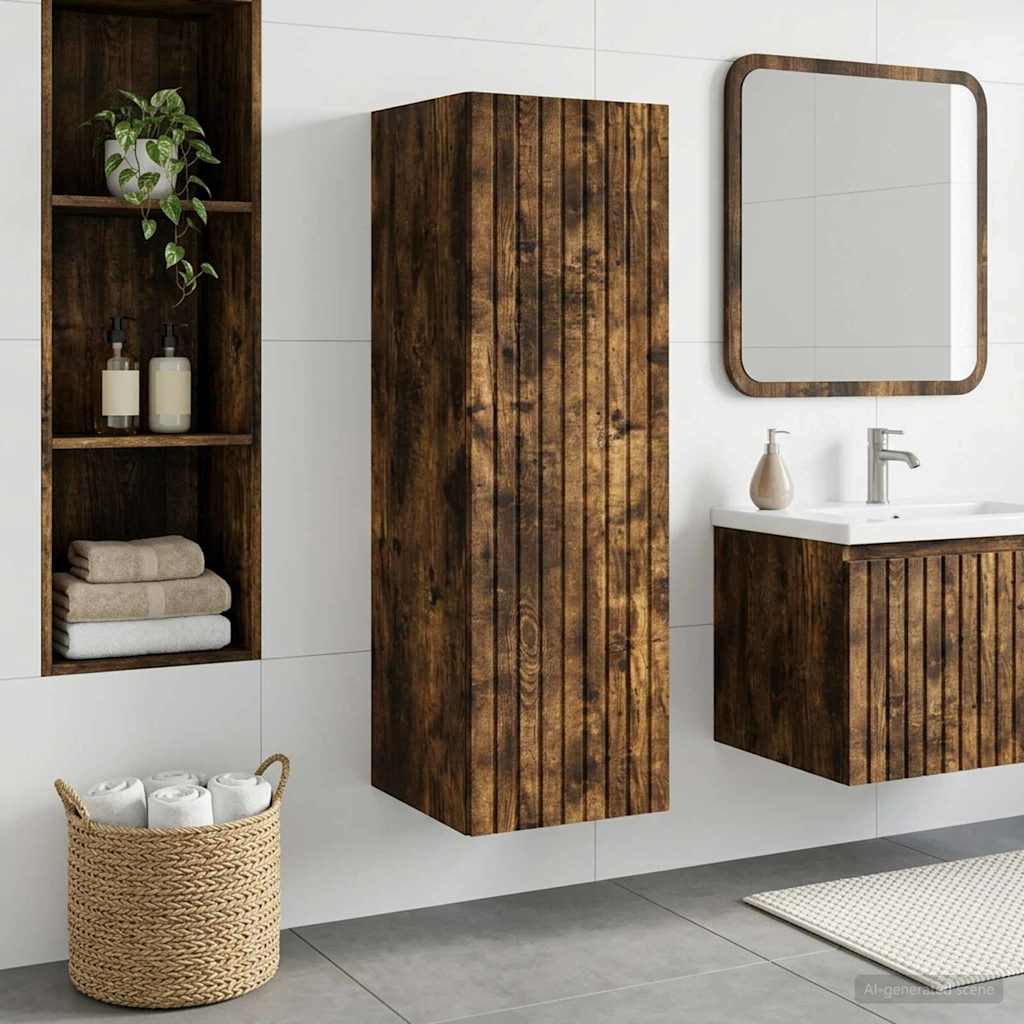 Wand Gemonteerde Badkamerkast Gerookt eiken 33 x 34,5 x 60 cm