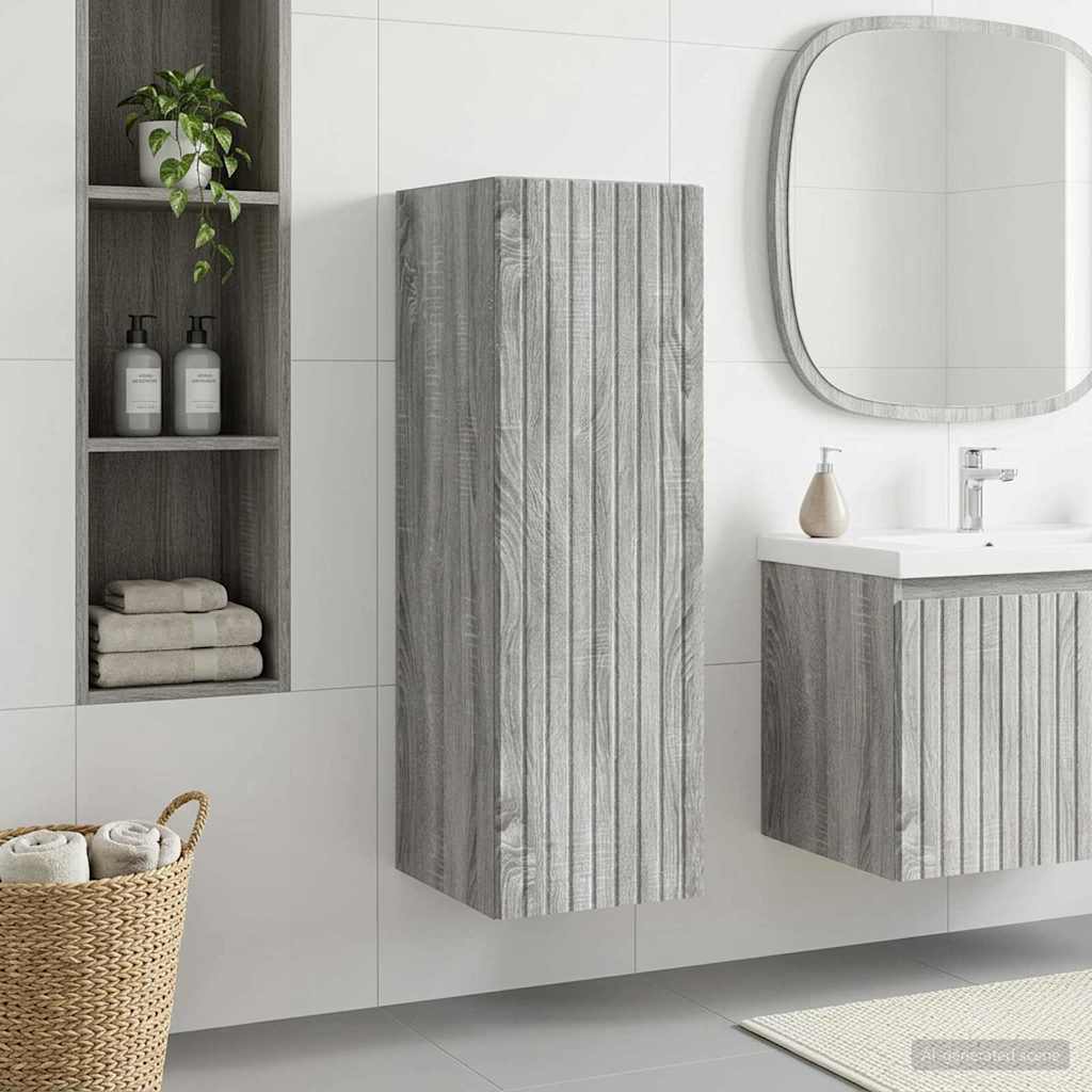Wand Gemonteerde Badkamerkast Grijs Sonoma 33 x 34,5 x 60 cm