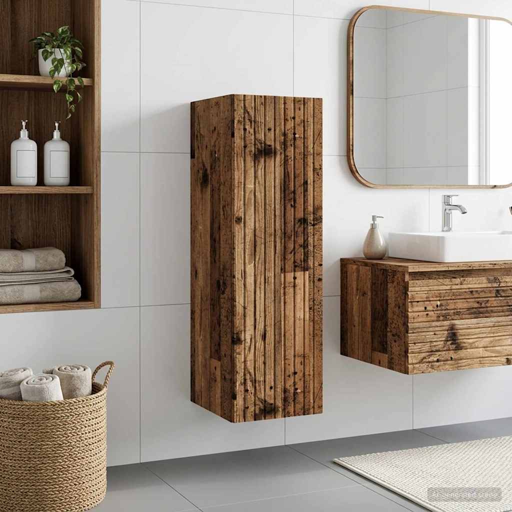 Wand Gemonteerde Badkamerkast Oud hout 33 x 34,5 x 60 cm