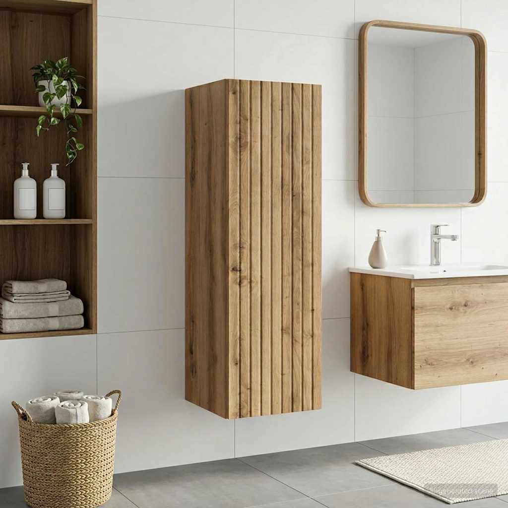 Wand Gemonteerde Badkamerkast Artisanaal eiken