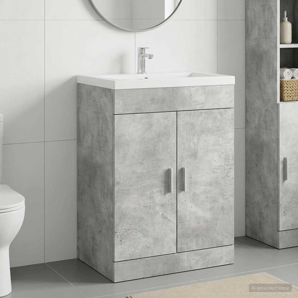 Badkamer Onder Wasbak Kast Betongrijs 56 x 37,5 x 81 cm
