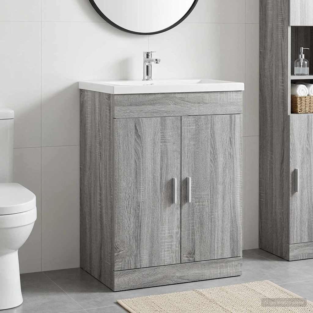 Badkamer Onder Wasbak Kast Grijs Sonoma 56 x 37,5 x 81 cm