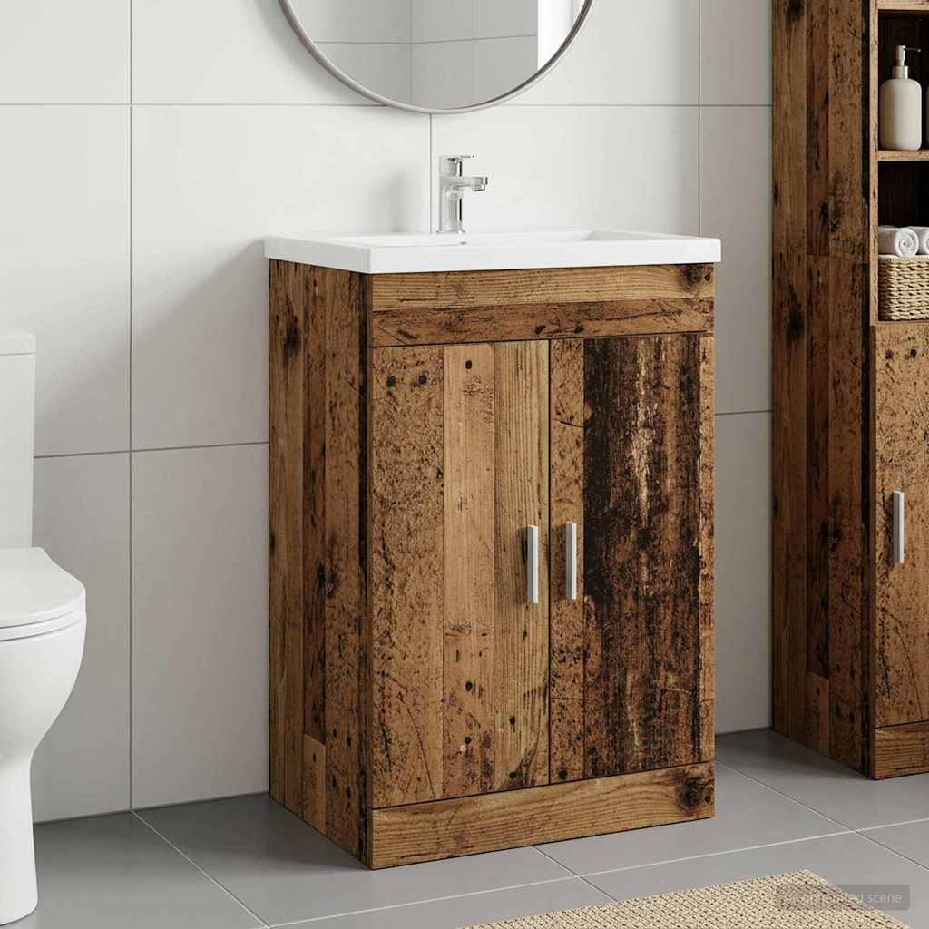 Badkamer Onder Wasbak Kast Oud hout 56 x 37,5 x 81 cm