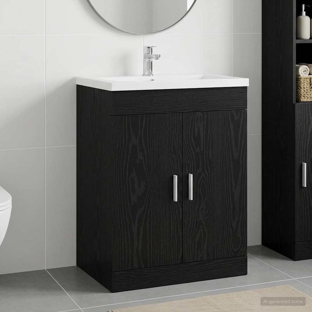 Badkamer Onder Wasbak Kast Zwart eiken 78,5 x 37,5 x 81 cm