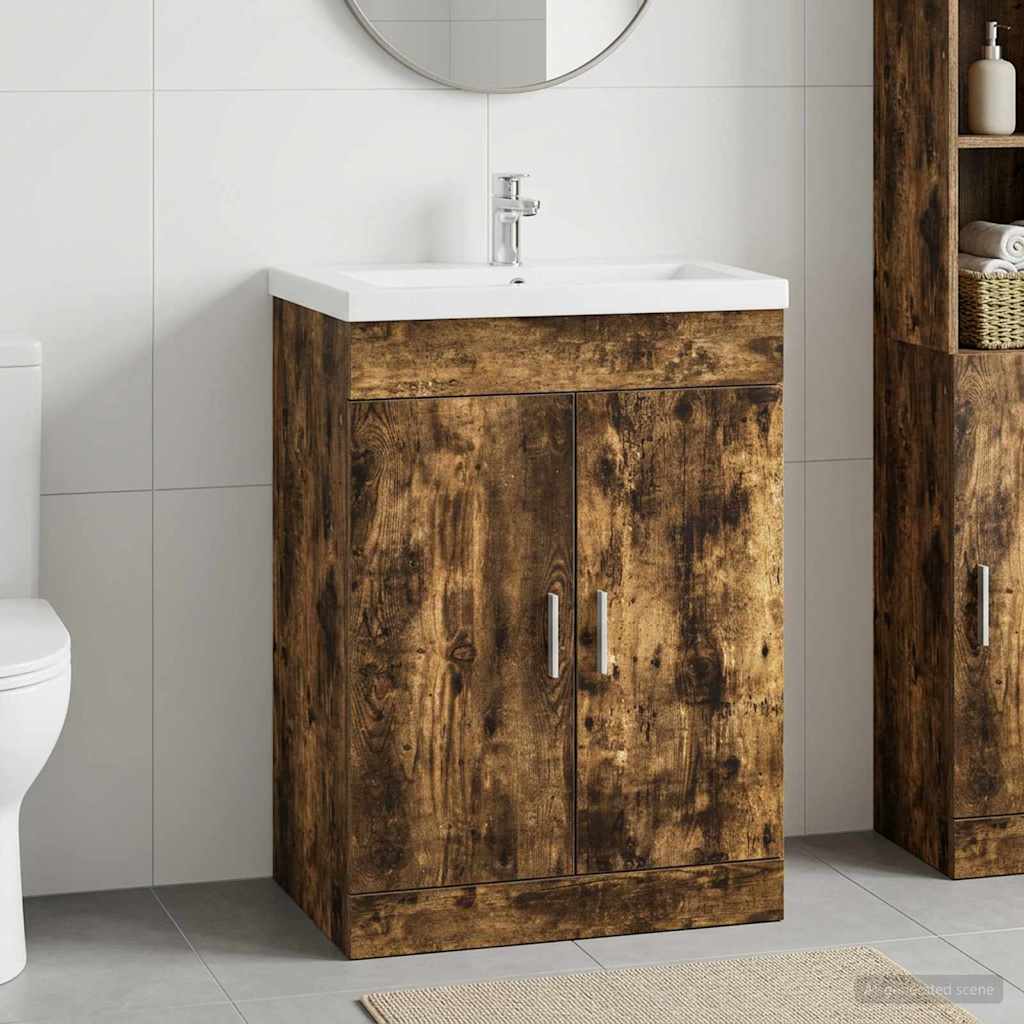 Badkamer Onder Wasbak Kast Gerookt eiken 78,5 x 37,5 x 81 cm