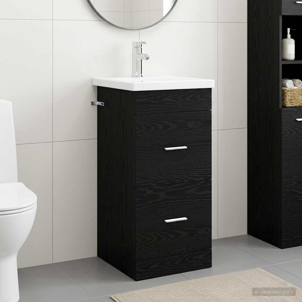 Badkamermeubel met Wasbak Zwart eiken 42 x 40 x 84,5 cm