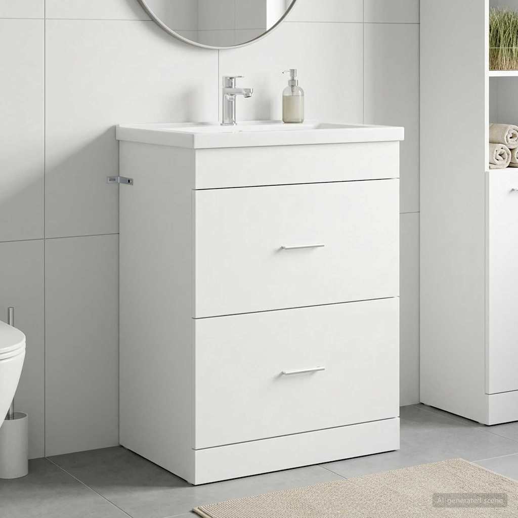 Badkamer Onder Wasbak Kast Wit 56 x 37,5 x 81 cm Bewerkt hout