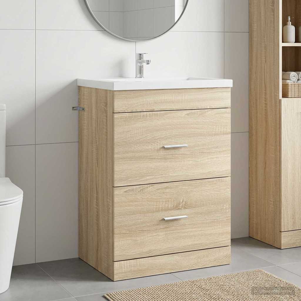 Badkamer Onder Wasbak Kast Sonoma Eiken 56 x 37,5 x 81 cm