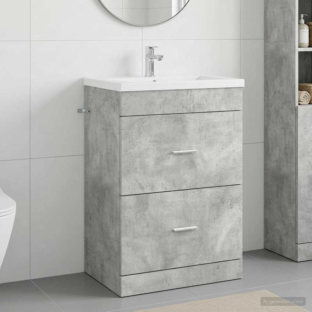 Badkamer Onder Wasbak Kast Betongrijs 56 x 37,5 x 81 cm