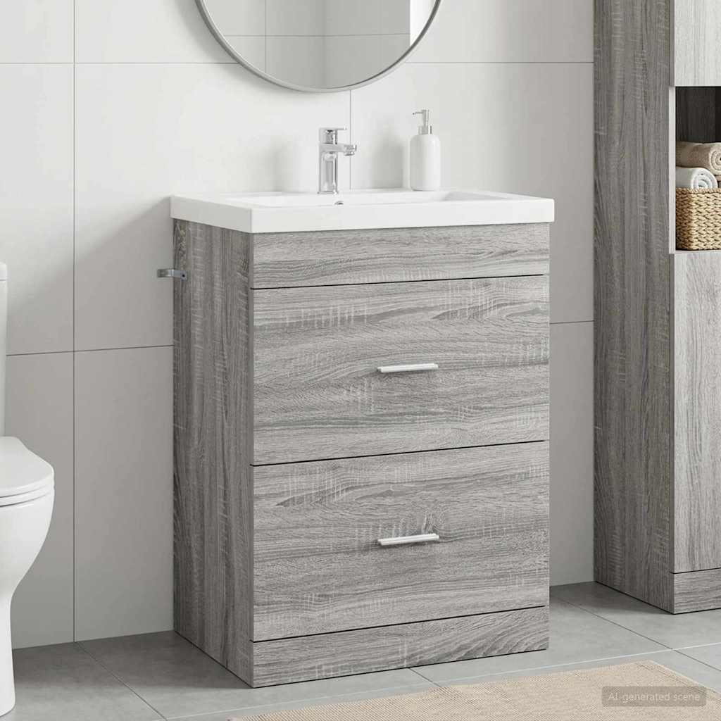 Badkamer Onder Wasbak Kast Grijs Sonoma 56 x 37,5 x 81 cm