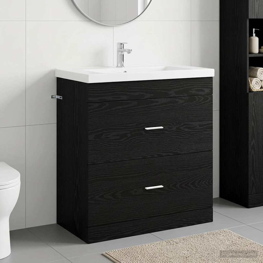 Badkamer Onder Wasbak Kast Zwart eiken 78,5 x 37,5 x 81 cm