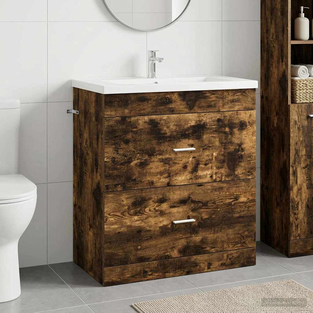 Badkamer Onder Wasbak Kast Gerookt eiken 78,5 x 37,5 x 81 cm