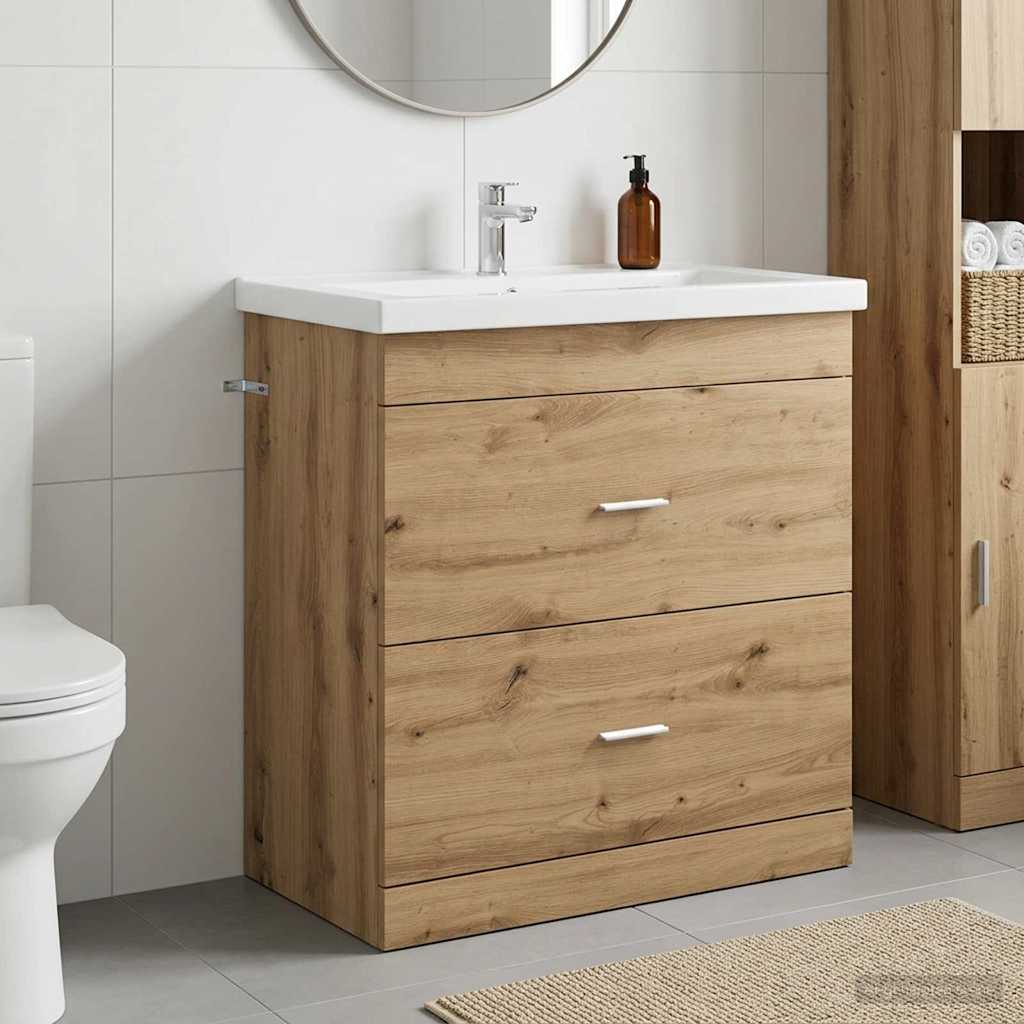 Badkamer Onder Wasbak Kast Artisanaal eiken 78,5 x 37,5 x 81 cm