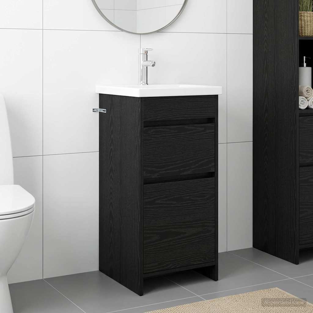 Badkamermeubel met Wasbak Zwart eiken 42 x 40 x 84,5 cm
