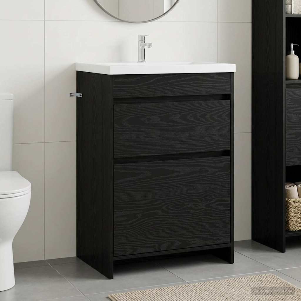 Badkamer Onder Wasbak Kast Zwart eiken 56 x 37,5 x 81 cm