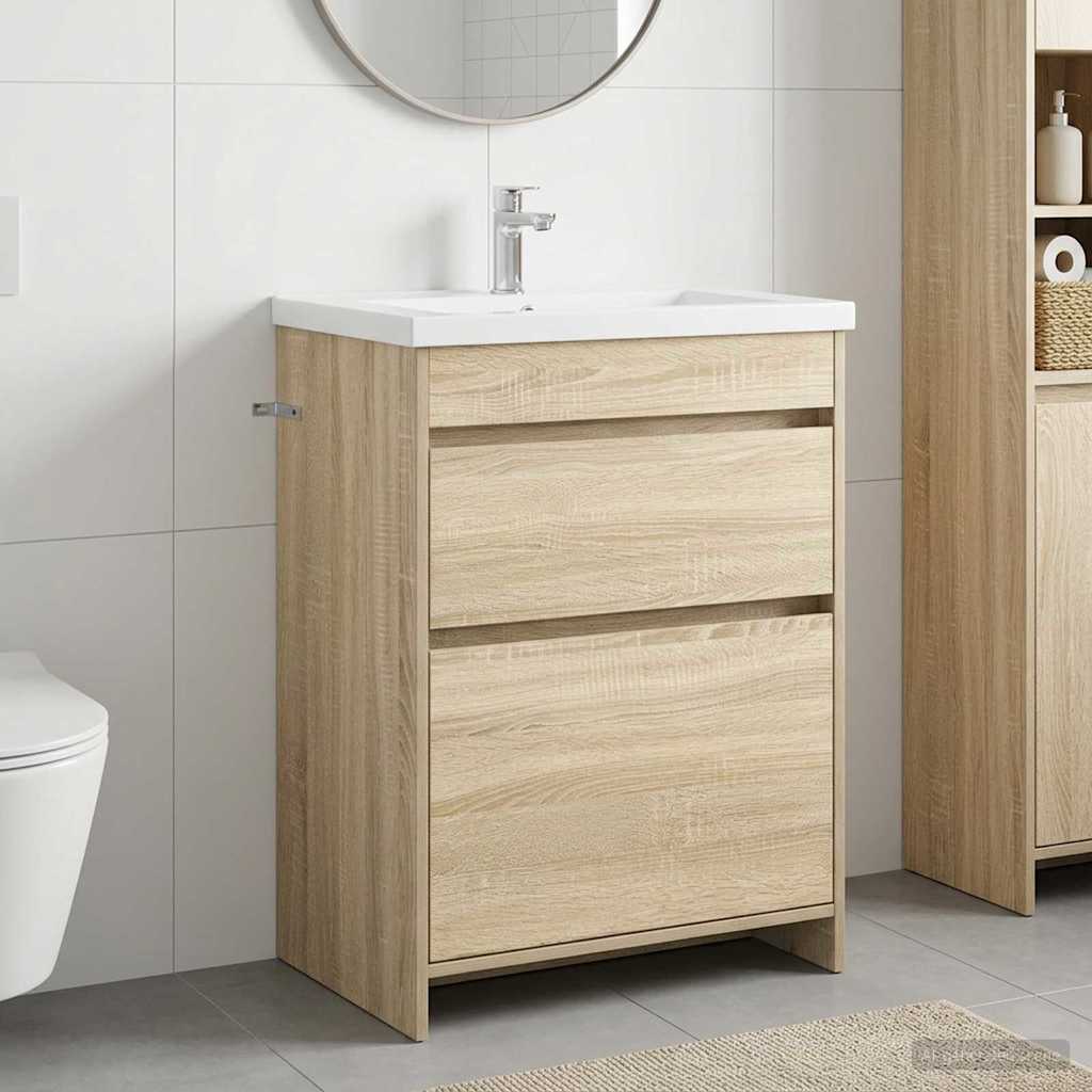 Badkamer Onder Wasbak Kast Sonoma Eiken 56 x 37,5 x 81 cm