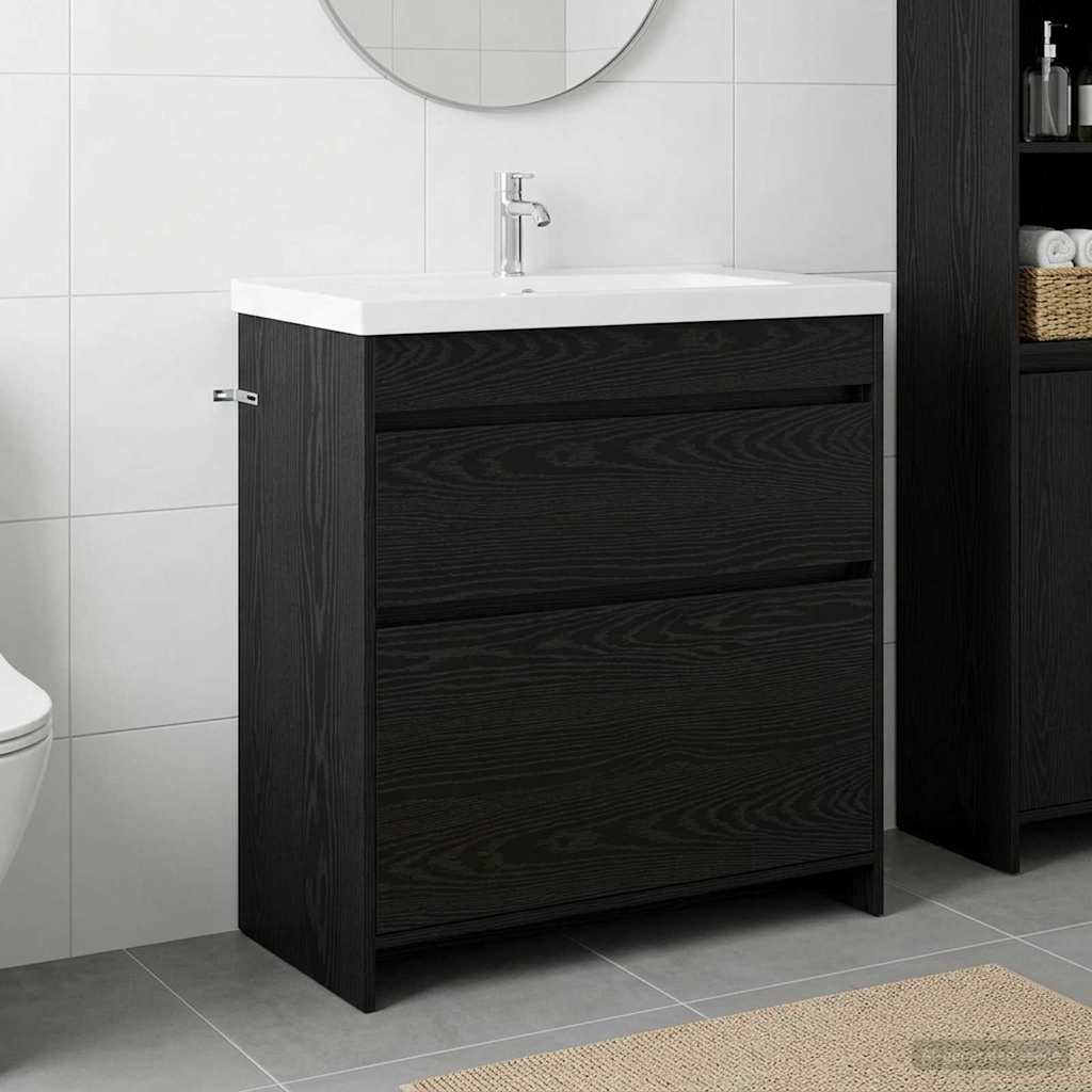 Badkamer Onder Wasbak Kast Zwart eiken 78,5 x 37,5 x 81 cm