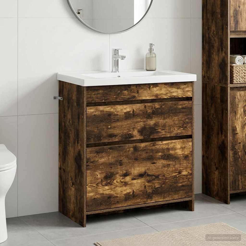 Badkamer Onder Wasbak Kast Gerookt eiken 78,5 x 37,5 x 81 cm