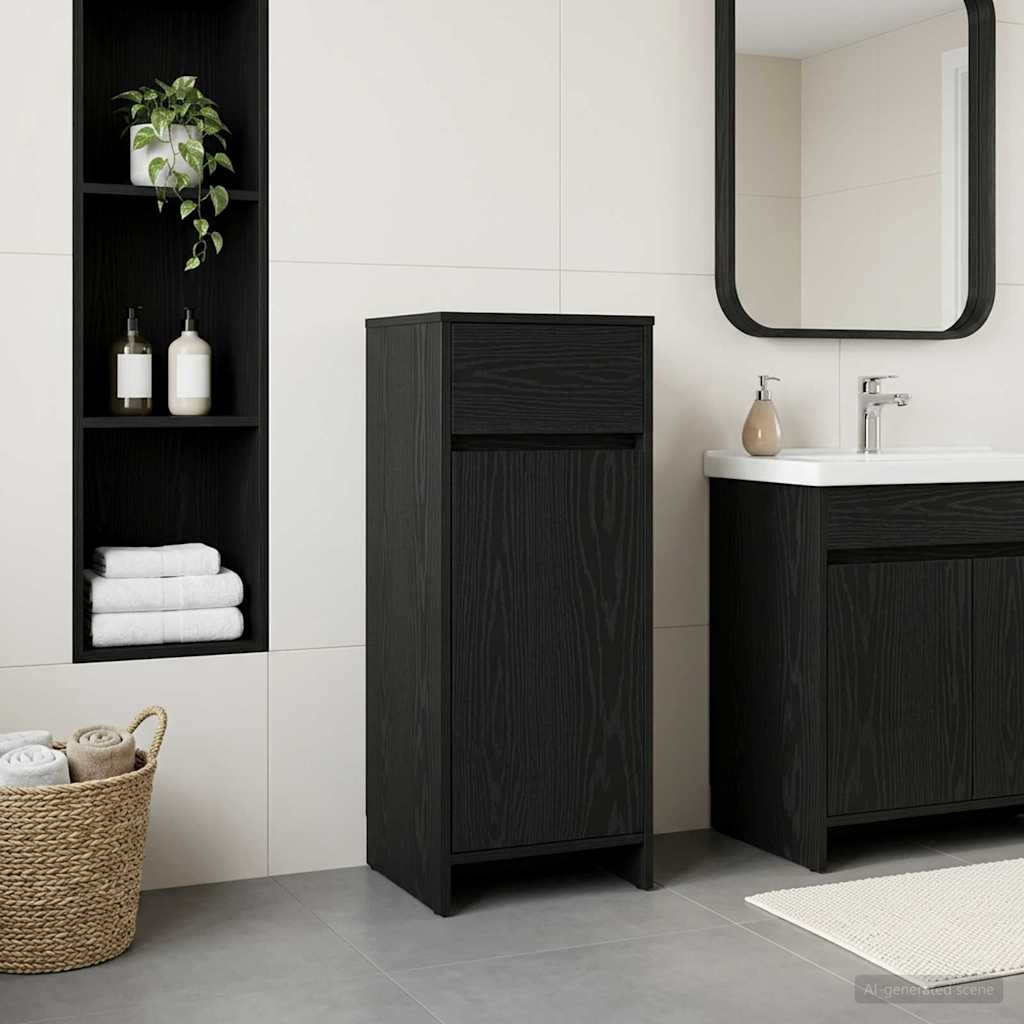 Badkamerkast Zwart eiken 35 x 36,5 x 85 cm Bewerkt hout