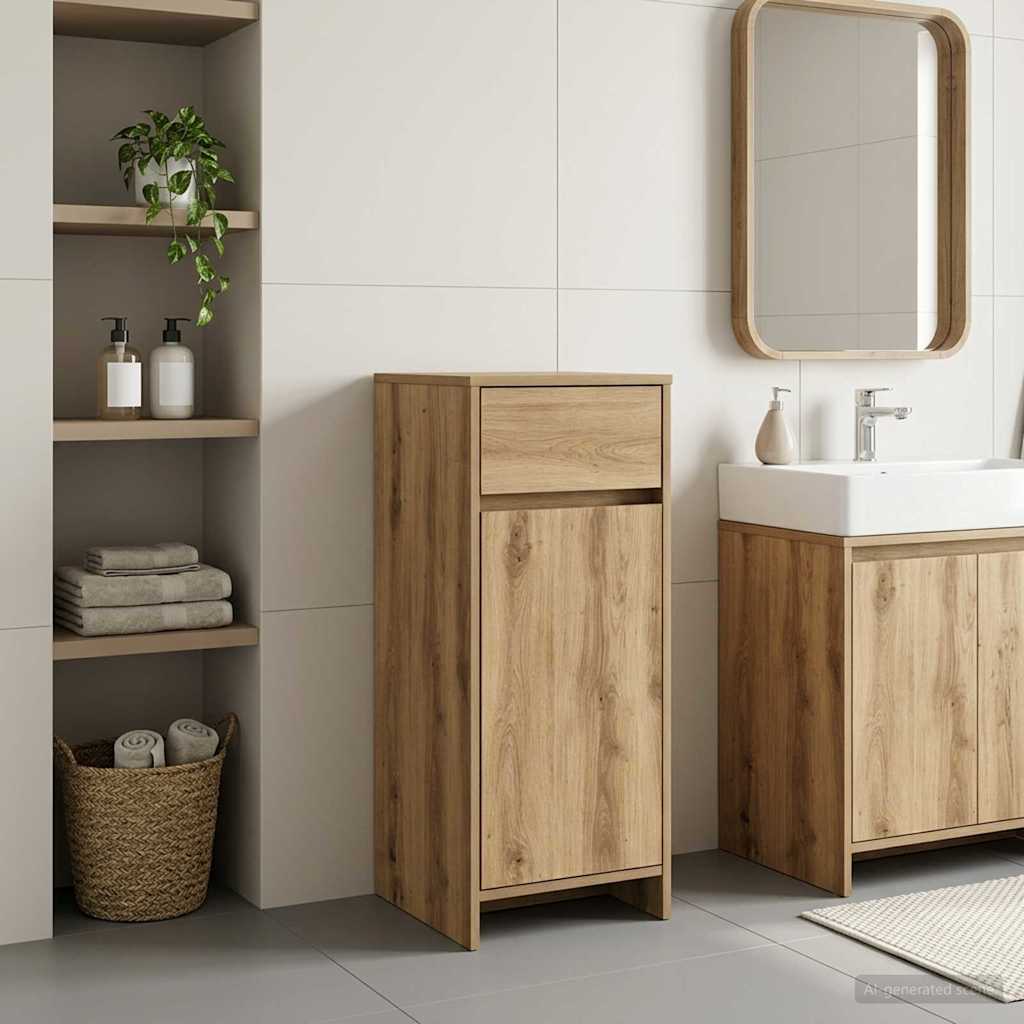 Badkamerkast Artisanaal eiken 35 x 36,5 x 85 cm Bewerkt hout