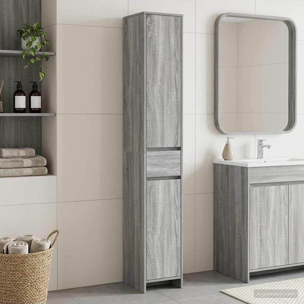 Badkamerkast Grijs Sonoma 30 x 33 x 190 cm Bewerkt hout
