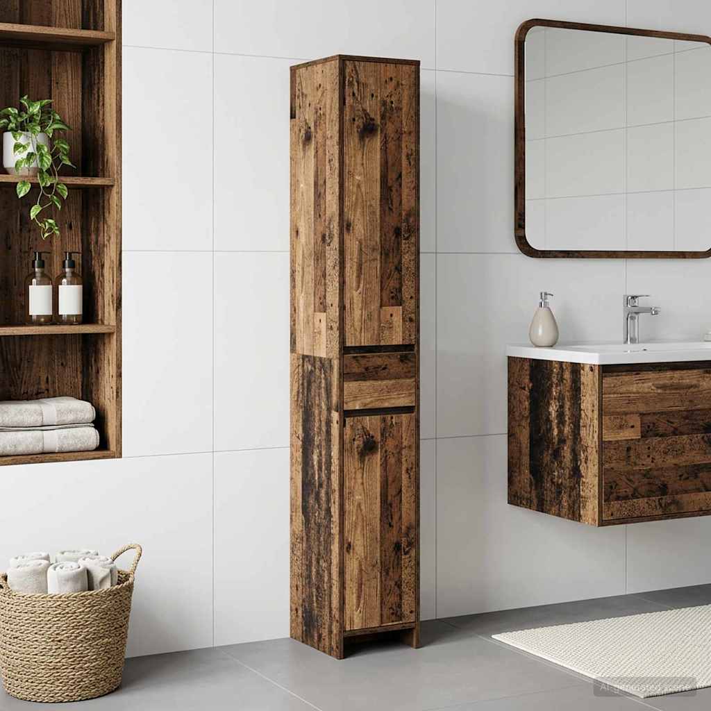 Badkamerkast Oud hout 30 x 33 x 190 cm Bewerkt hout