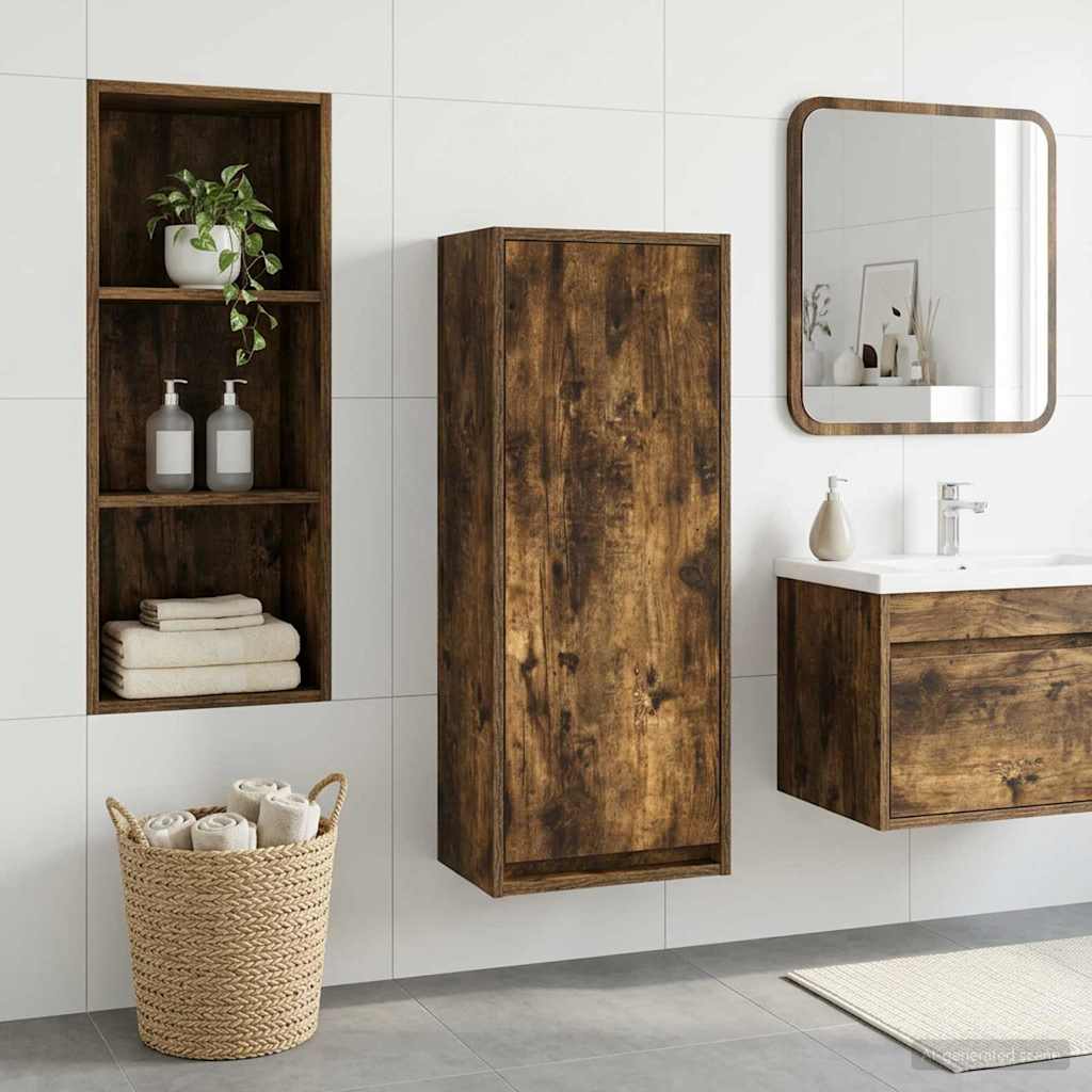 Wandgemonteerde wastafelmeubel Gerookt eiken 35 x 20 x 81 cm