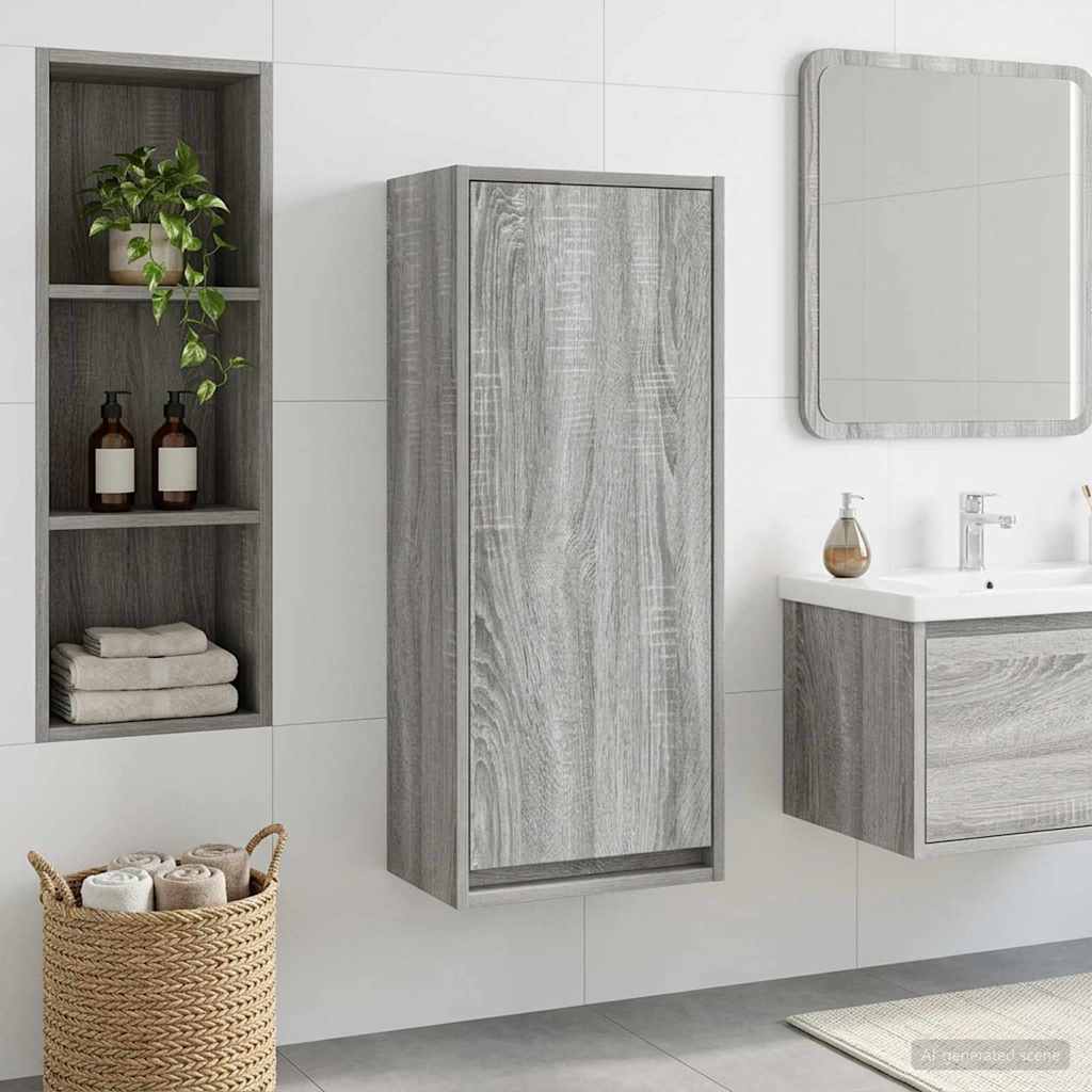 Wandgemonteerde wastafelmeubel Grijs Sonoma 35 x 20 x 81 cm