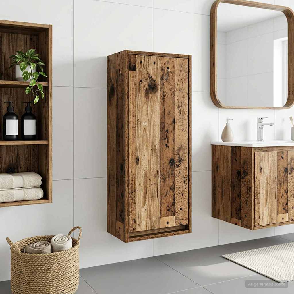 Wandgemonteerde wastafelmeubel Oud hout 35 x 20 x 81 cm
