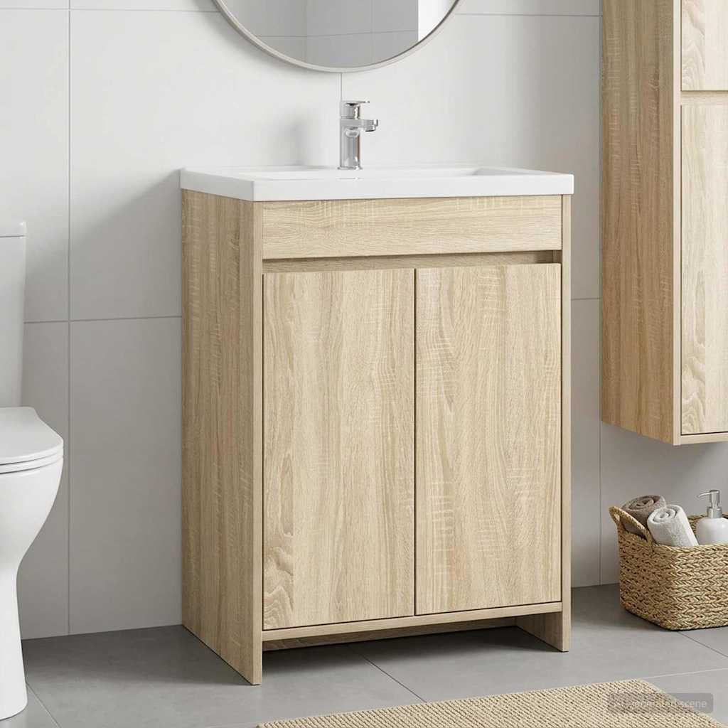 Badkamer Onder Wasbak Kast Sonoma Eiken 56 x 37,5 x 81 cm