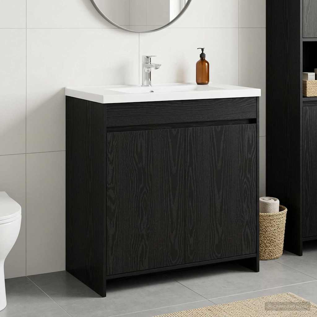 Badkamer Onder Wasbak Kast Zwart eiken 78,5 x 37,5 x 81 cm