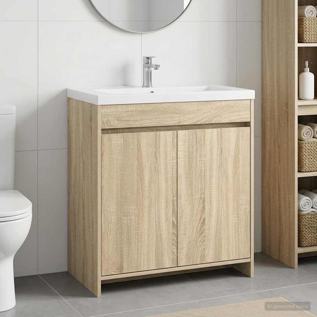 Badkamer Onder Wasbak Kast Sonoma Eiken 78,5 x 37,5 x 81 cm