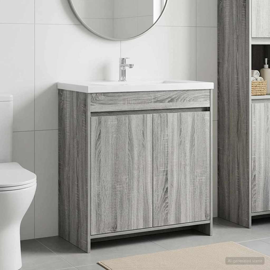 Badkamer Onder Wasbak Kast Grijs Sonoma 78,5 x 37,5 x 81 cm