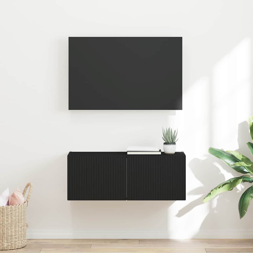 TV Wandkast Zwart 78,5 x 31 x 29,5 cm Bewerkt hout – afbeelding 1