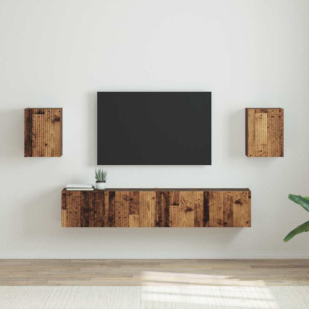 TV Wandkast 2 pcs Oud Hout 30 x 31 x 40 cm Bewerkt hout – afbeelding 1