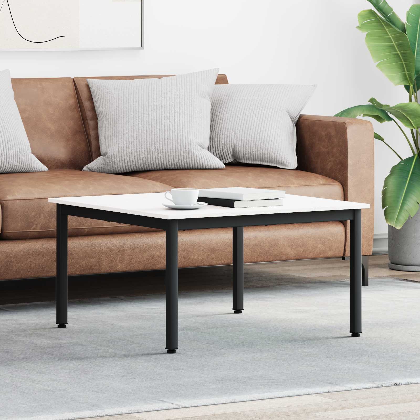 Salontafel Wit 80 x 80 x 45 cm Massief grenenhout – afbeelding 1