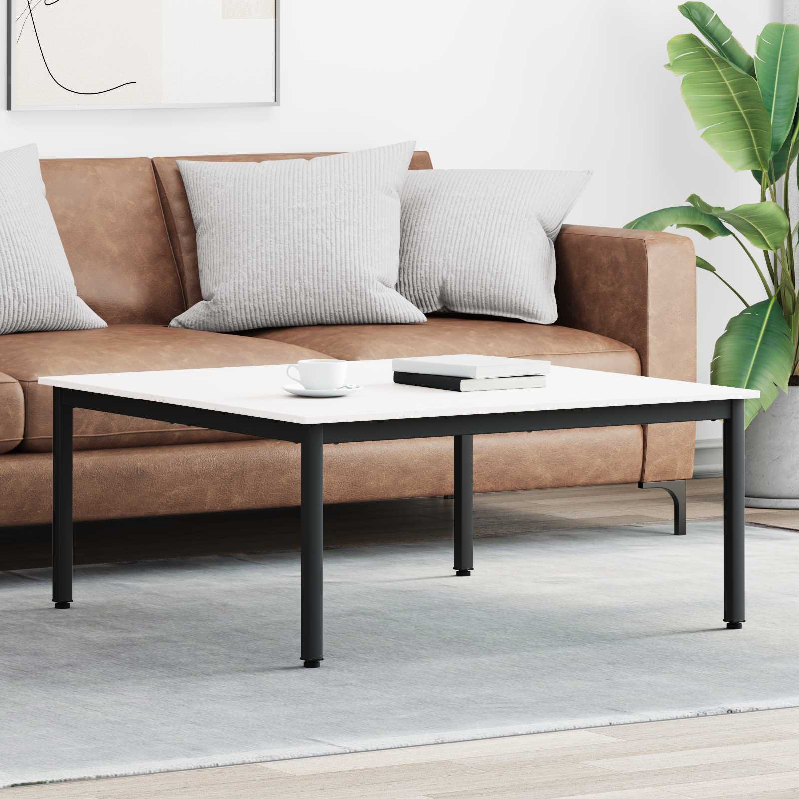 Salontafel Wit 100 x 100 x 45 cm Massief grenenhout – afbeelding 1