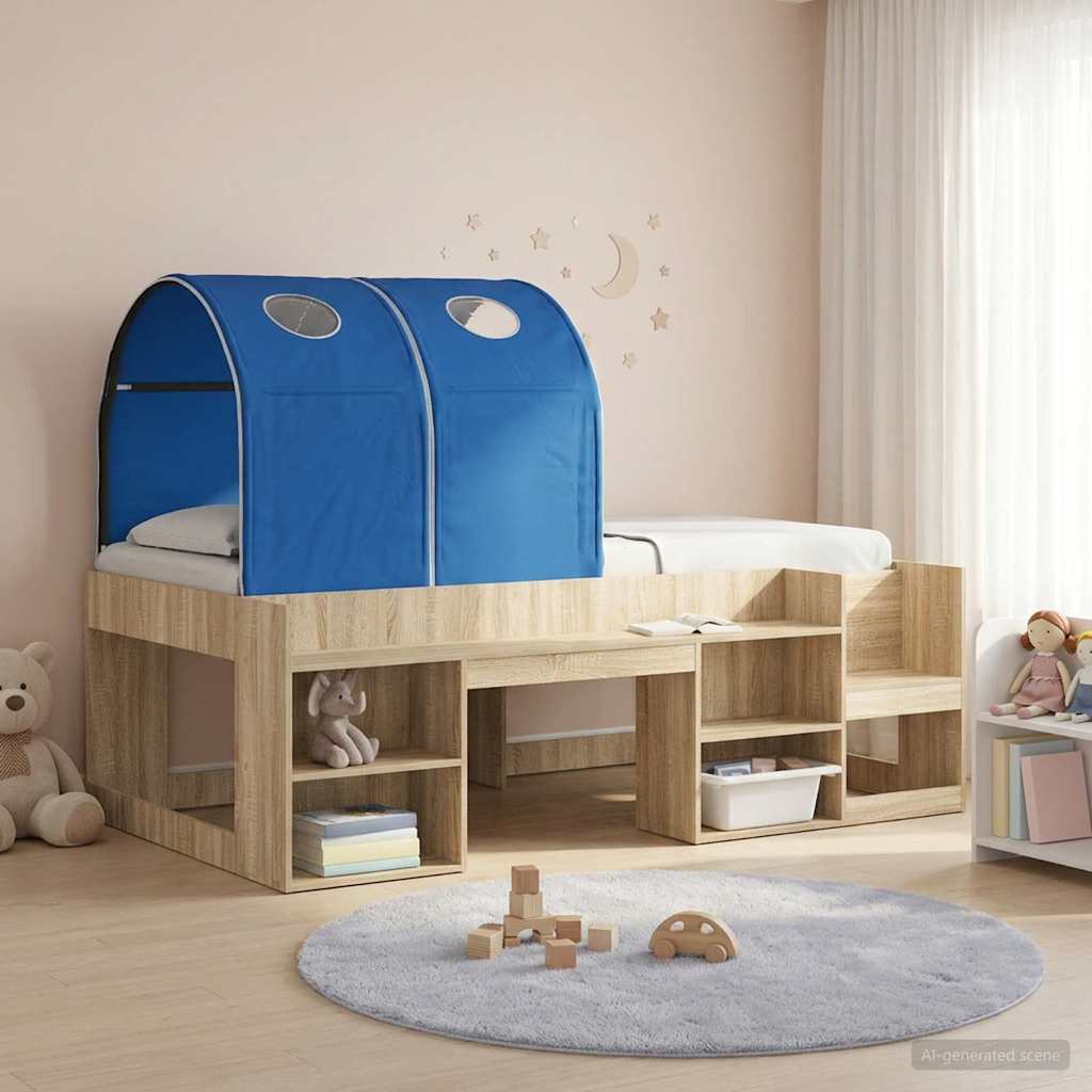 Bedtunnel voor kinderbedden 2 pcs Blauw Polyester