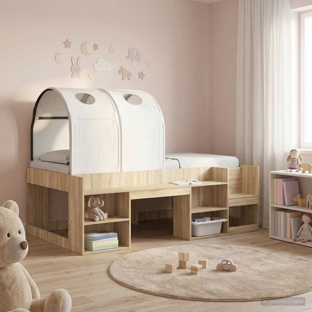 Bedtunnel voor kinderbedden 2 pcs Wit Polyester