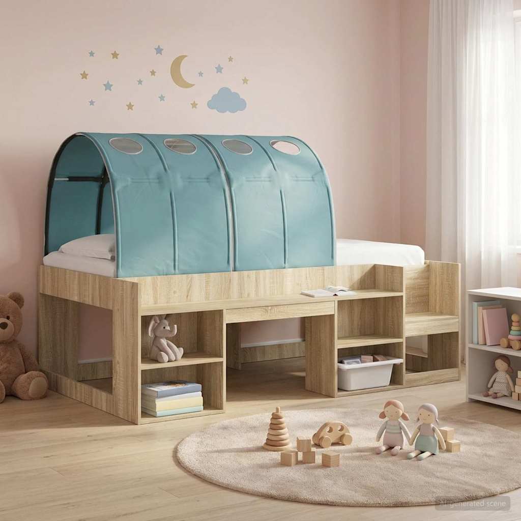 Bedtunnel 2 pcs Lichtblauw 211 x 67.5 x 2 cm Polyester