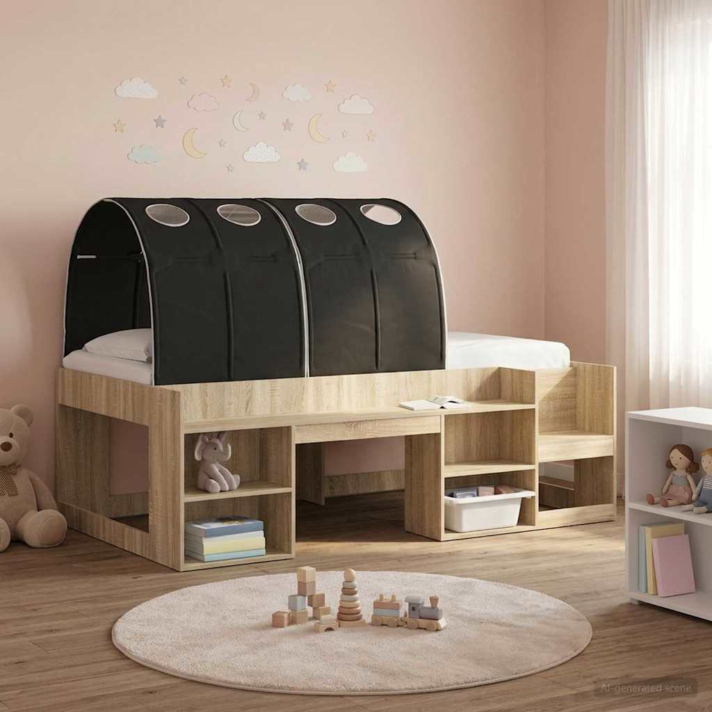 Bedtunnel 2 pcs Zwart 211 x 67.5 x 2 cm Polyester