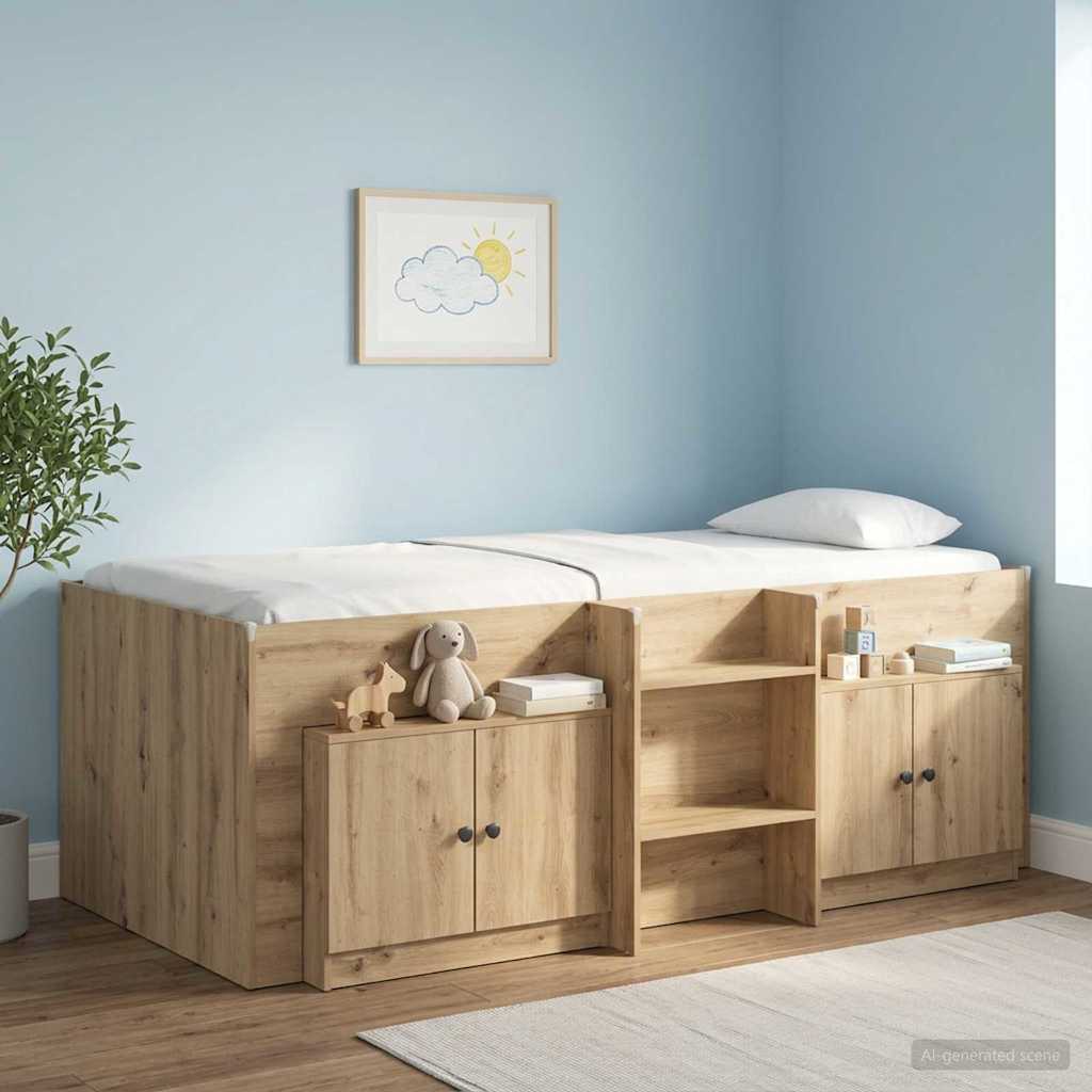 Opbergkast voor Loftbed 2 st Artisanaal eiken 66 x 35 x 48 cm