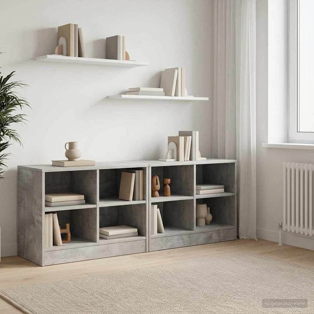Bed kast 2 pcs Betongrijs 66 x 33 x 48 cm Bewerkt hout – afbeelding 1