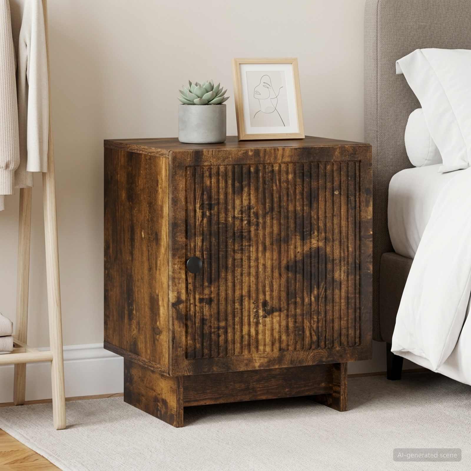 Nachtkastje 2 pcs Gerookt eiken 43 x 34,5 x 50 cm Bewerkt hout