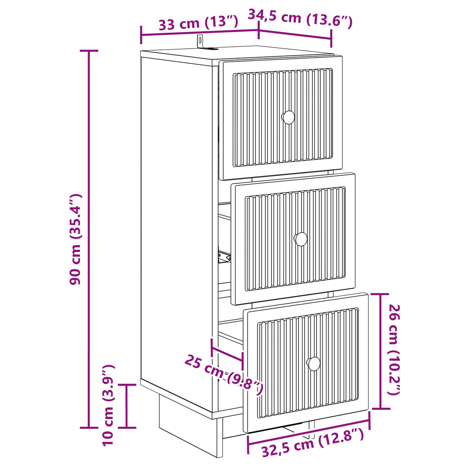 Ladenkast Wit 33 x 34,5 x 90 cm Bewerkt hout – afbeelding 11