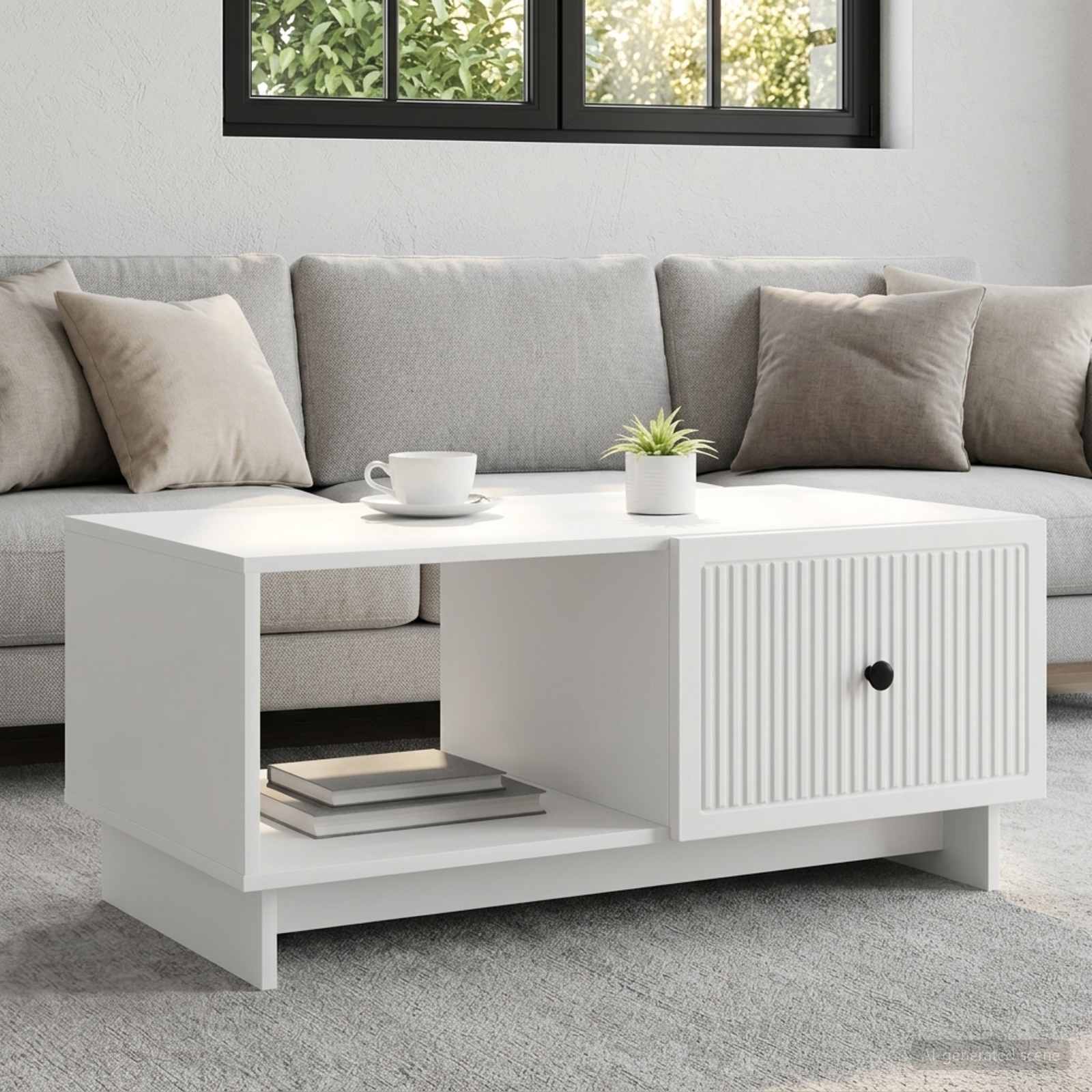 Salontafel Wit 90 x 50 x 40 cm Bewerkt hout